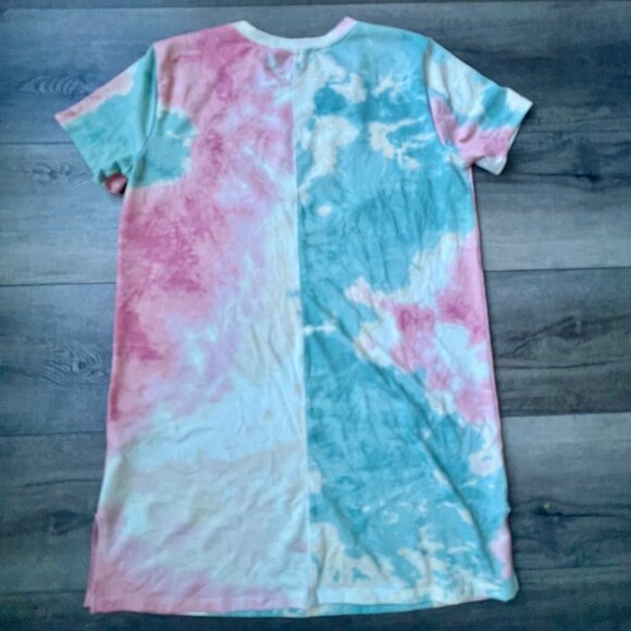 three bird nest On The Daily Oversized Slit Tee Dress Tie Die Soft Cozy Vacation - Picture 3 of 7